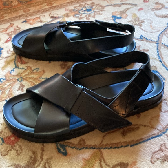 Luca del Forte men’s size 10.5 US (44 EUR) black leather sandals. Made in Italy - Picture 2 of 8